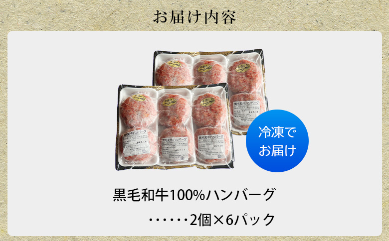 107-04 黒毛和牛100%ハンバーグ（2個入×6パック）