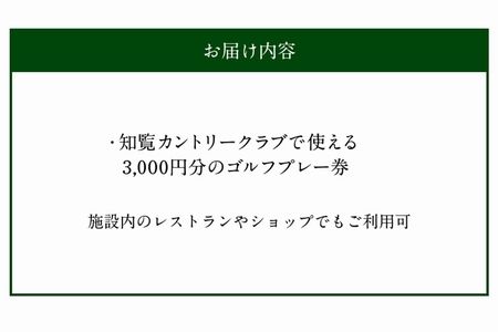 114-01 知覧カントリークラブゴルフプレー券（3,000円分）