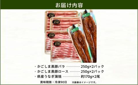 106-01 かごしま黒豚しゃぶしゃぶ用4パック・鹿児島県産ウナギ2尾の贅沢セット