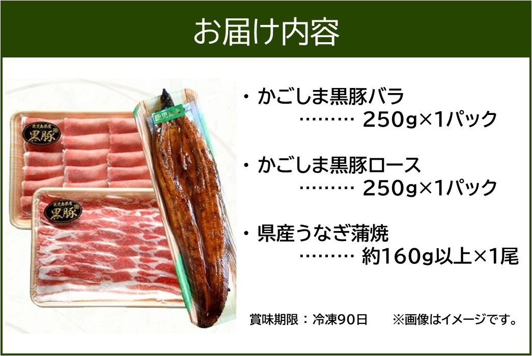 106-05 かごしま黒豚しゃぶしゃぶ用2パック・鹿児島県産ウナギ1尾のプチ贅沢セット