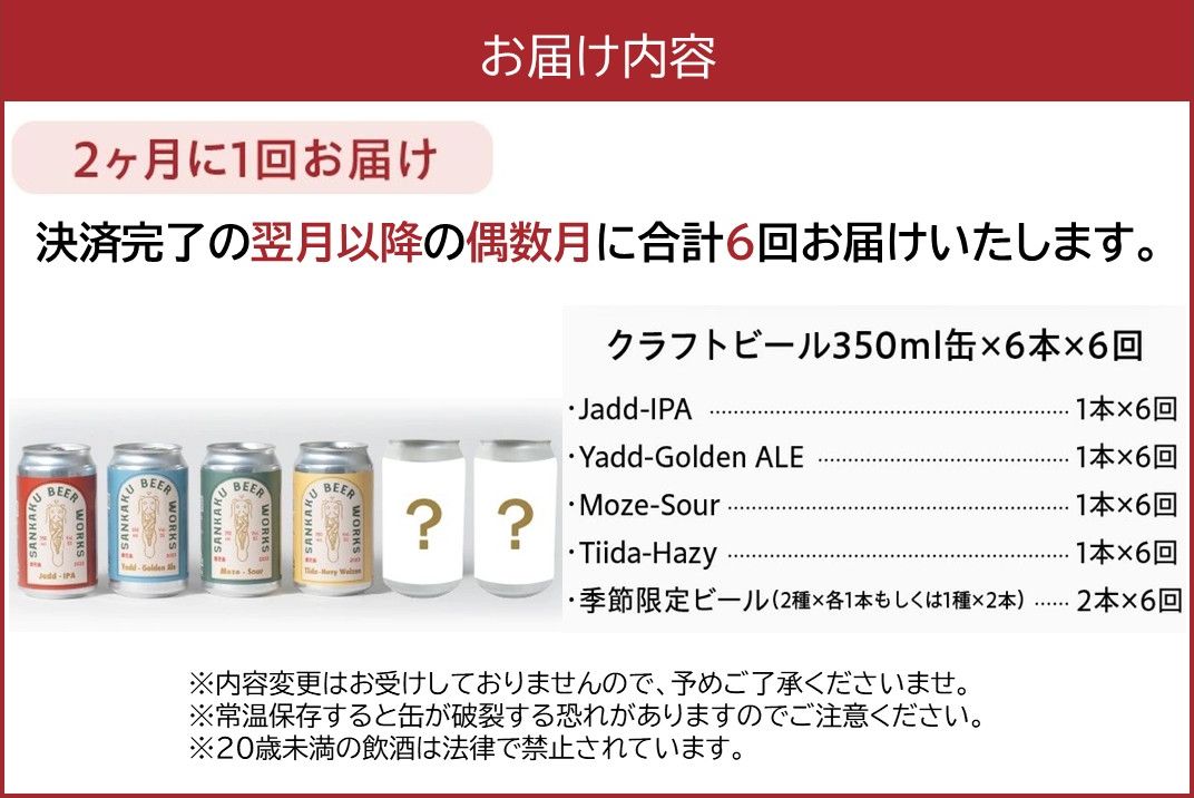 【全6回】Sankaku Beer Works クラフトビール定期便 127-04