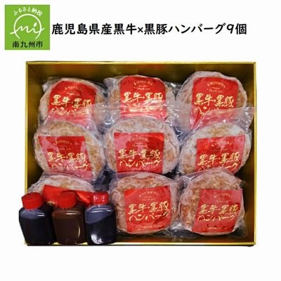 鹿児島県産 黒牛×黒豚ハンバーグ9個【配送不可地域：離島】