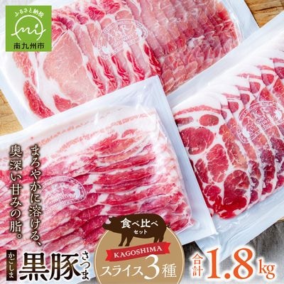 「かごしま黒豚さつま」スライス3種1.8kgセット【配送不可地域：離島】