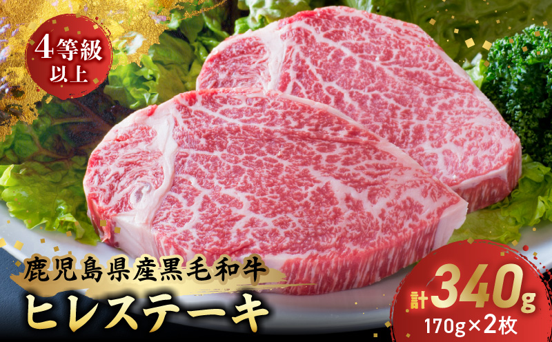 023-02 4等級以上!鹿児島県産黒毛和牛ヒレステーキ2枚