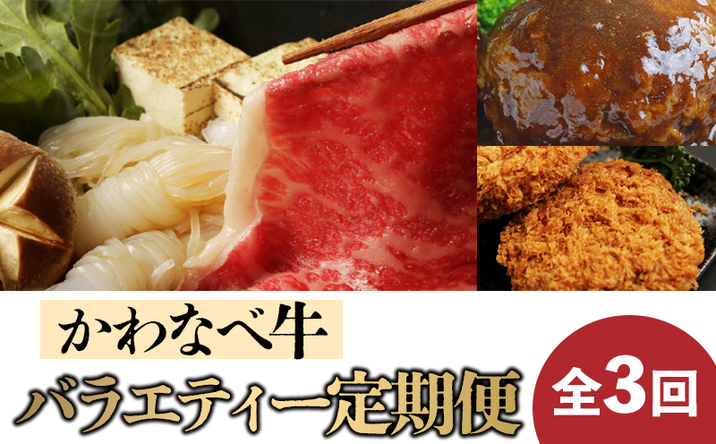 【全3回】かわなべ牛バラエティー定期便 023-25