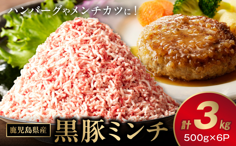 027-50 鹿児島県産黒豚ミンチ500g×6Pセット