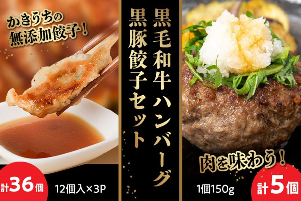 071-08 黒毛和牛ハンバーグ・黒豚餃子セット