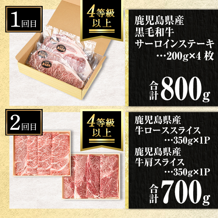 isa513 【定期便６回】満足贅沢 牛肉定期便(合計5.2kg) 肉 牛肉 霜降り すきやき しゃぶしゃぶ 牛しゃぶ サーロイン リブロース ステーキ 冷凍 ロース カタロース 肩ロース BBQ アウトドア【サンキョーミート株式会社】