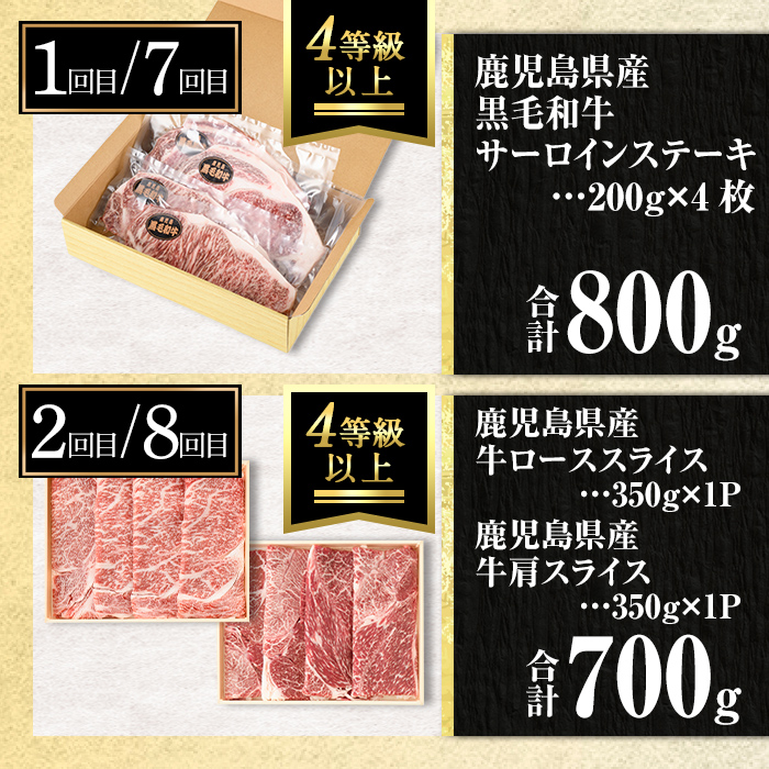 isa585 【定期便12回】満足贅沢 牛肉定期便(合計10.4kg) 肉 牛肉 霜降り すきやき しゃぶしゃぶ 牛しゃぶ サーロイン リブロース ステーキ 冷凍 ロース カタロース 肩ロース BBQ アウトドア【サンキョーミート株式会社】