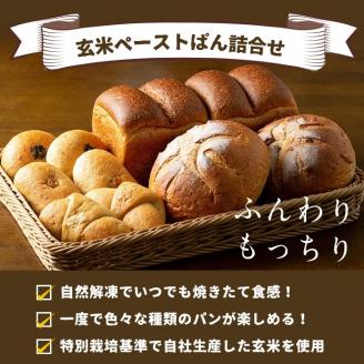 F0-02 【定期便】玄米ペーストぱん詰め合わせ定期便(6ヶ月) 自社栽培の特別栽培米の玄米を使用！ 自社栽培 玄米 パン 食ぱん カンパーニュ クランベリーカンパーニュ バターロール あんぱん くるみぱん 詰合せ セット【やまびこの郷】