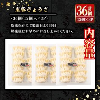 isa266 100年以上続く精肉店の黒豚餃子(計36個・12個入×3P) 惣菜 鹿児島 手作り 生餃子 ギョウザ 黒豚 豚肉 冷凍食品 おかず おつまみ 惣菜 小分け 焼くだけ 簡単調理 冷凍便 【増元精肉店】