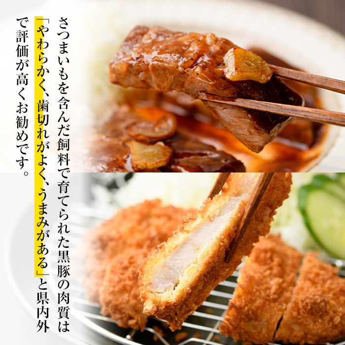 isa684 【定期便3回】〈訳あり〉鹿児島黒豚定期便(合計2.52kg・840g×全3回)  真空包装 真空パック トンカツ ロース 肩 トンテキ 豚 ぶた 豚肉 アウトドア 食べ比べ BBQ 【サンキョーミート株式会社】