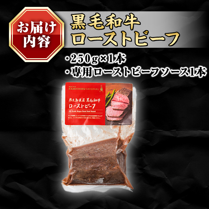 A0-08 ＜5等級＞鹿児島県産黒毛和牛ローストビーフ(250g・専用ソース付き) ふるさと納税 伊佐市 特産品 鹿児島 九州産 牛肉 国産 贈り物 冷凍 冷凍便 【お肉の直売所 伊佐店】