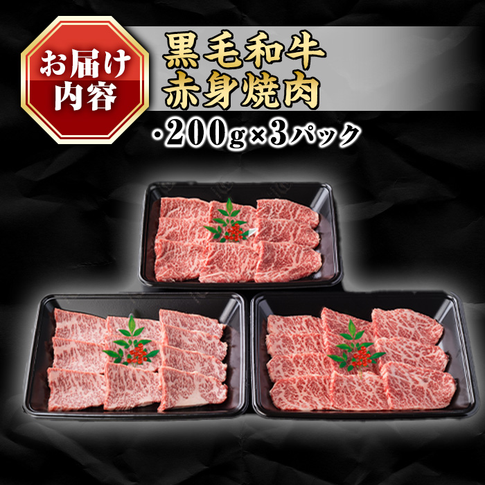 isa691 鹿児島県(カミチクファーム 大口農場)産 黒毛和牛赤身焼肉(計600g・200g×3パック) 黒毛和牛 赤身 焼肉 和牛 国産牛 高級肉 A5 ランク 雌牛 牛肉 焼肉用 BBQ バーベキュー アウトドア キャンプ  高タンパク 冷凍 小分け 【お肉の直売所 伊佐店】
