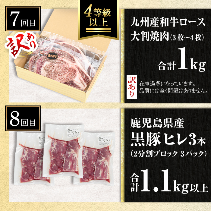 isa693 【定期便9回】13KING定期便(合計13kg) 肉 牛肉 豚肉 切り落とし スライス ステーキ リブロース サーロイン ヒレ ロース すき焼き とんかつ 生姜焼き 冷凍 【サンキョーミート株式会社】