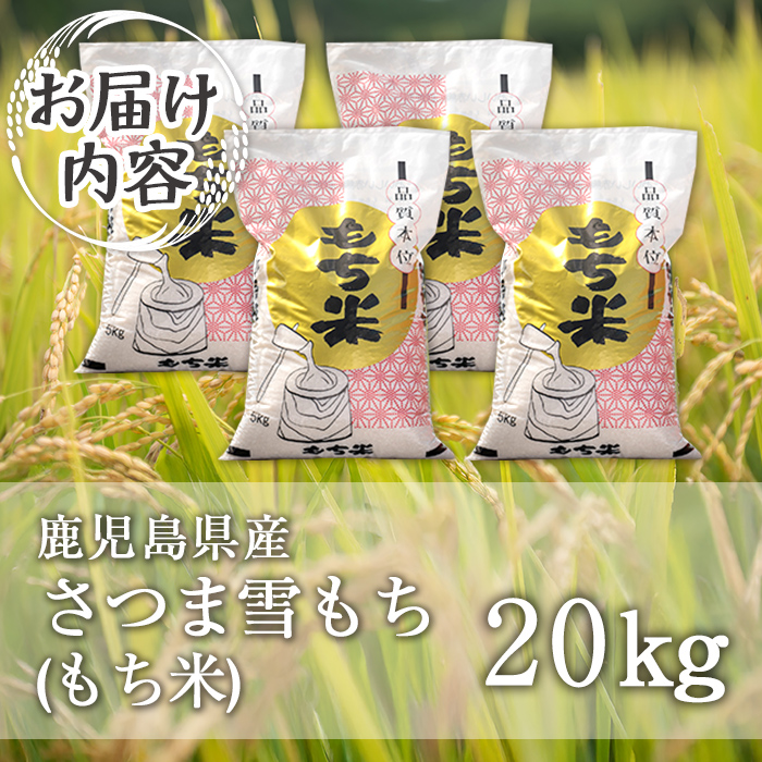 isa870 鹿児島県産もち米(20kg) 国産 鹿児島県 餅米 お米 おはぎ 赤飯 おこわ 伊佐米 【赤崎農園】