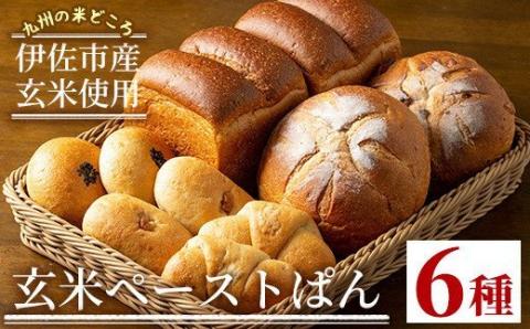 A0-06 玄米ペーストぱん詰め合せ(全6種・食パン×2斤、他8個) 自社栽培した玄米を使用したパン 自社栽培 玄米 カンパーニュ 塩バター あんぱん くるみぱん パン 菓子パン おやつ セット 詰合せ 【やまびこの郷】