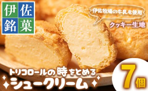 isa246 伊佐銘菓！トリコロールのシュークリーム＜クッキー生地＞(7個) お菓子 洋菓子 スイーツ おやつ 冷凍 冷凍便 家族団欒 【ケーキハウストリコロール】