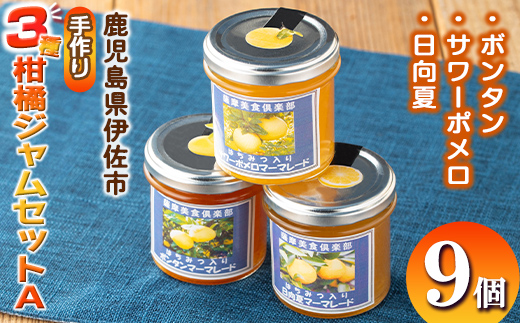 isa556 3種の柑橘ジャム食べ比べセットA(計9個・ボンタン、サワーポメロ、日向夏 各140g) 加工食品 果物 フルーツ 詰め合わせ 果肉 柑橘  低糖 ハンドメイド ジャム ギフト マーマレード【薩摩美食倶楽部】