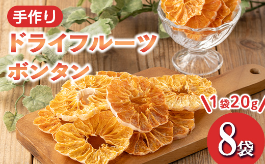 isa569 《数量限定》ドライフルーツボンタン「そのまんまドライしました。」(計8袋・各20g)   ドライフルーツ ボンタン 砂糖不使用 小分け 手づくり ギフト 加工食品 果物 フルーツ  ハンドメイド【薩摩美食倶楽部】