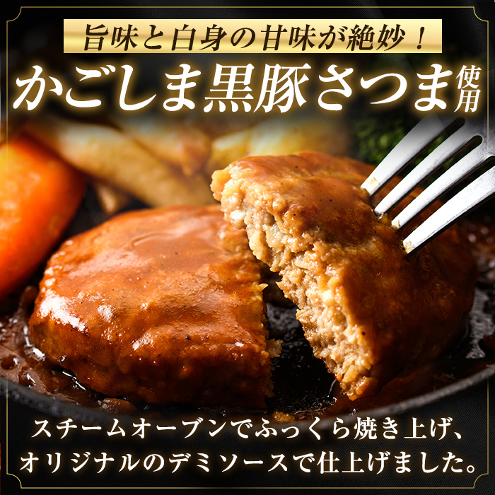 a1003 鹿児島県産黒豚ハンバーグ 計24個 (210g(3個入)×8P) 【AKR Food Company】姶良市 ハンバーグ デミグラスソース デミソース 国産 鹿児島県産 肉 豚 豚肉 かごしま黒豚さつま お弁当 惣菜 総菜 冷凍ハンバーグ おかず 温めるだけ 湯煎 簡単 冷凍 小分け