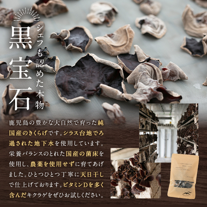 a745 国産乾燥きくらげ計60g(20g×3袋)【姶良のアグリM～】 姶良市 国産 きのこ キノコ 茸 野菜キクラゲ きくらげ 木耳 乾燥 天日干し 小分け 常温 常温保存 セット 化粧箱 ギフト箱