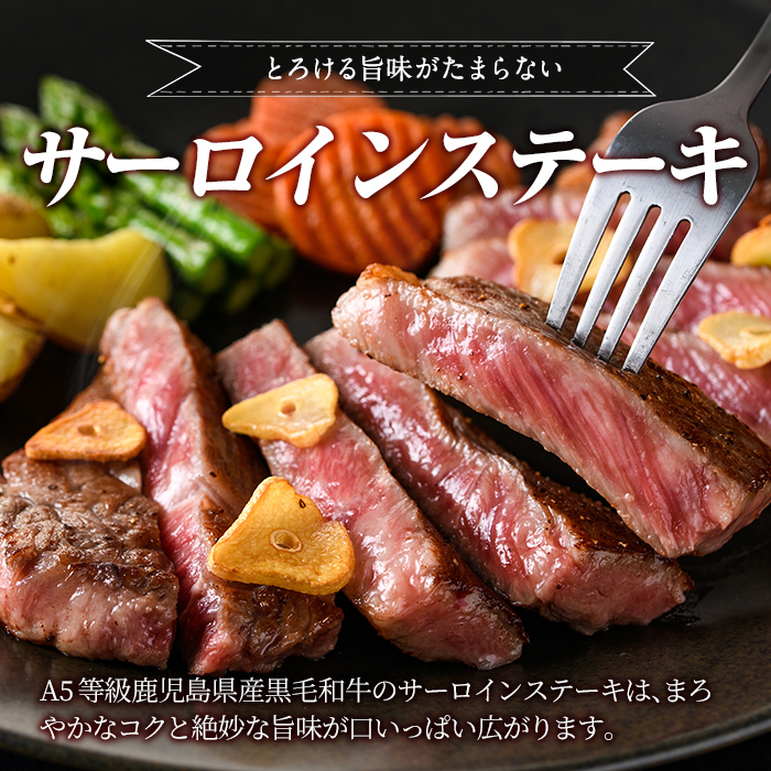 a853-F ＜期間限定！合挽ハンバーグ付＞【6回定期便】≪A5等級≫鹿児島県産黒毛和牛サーロイン2枚入り(6P計2.16kg) 【水迫畜産】姶良市 国産 牛肉 サーロインステーキ ステーキ ステーキ肉 和牛