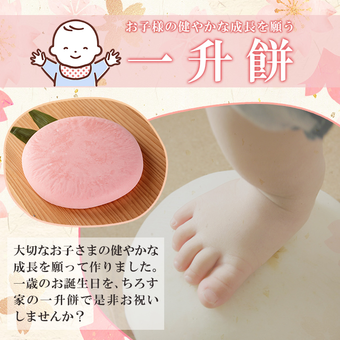 a952-B 一升餅(紅)【ちろす家】姶良市 おもち 餅 背負い餅 餅踏みお祝い 1歳 男の子 女の子 誕生日 ベビー イベント 真空パック 冷凍