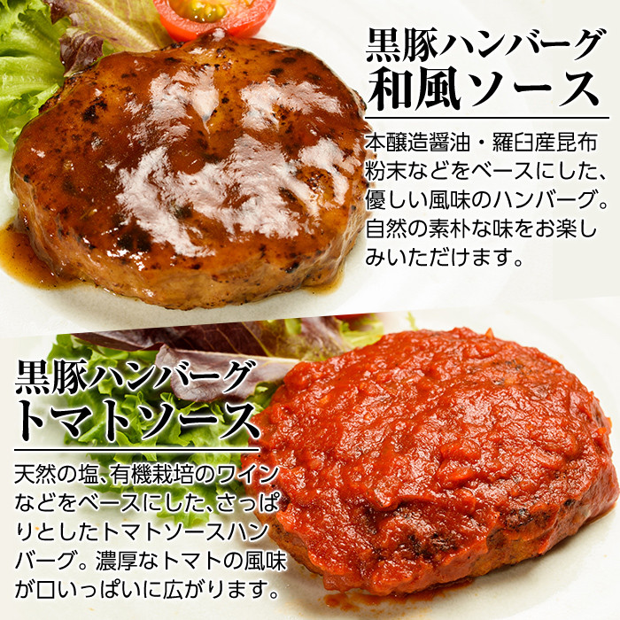 a007 鹿児島黒豚「短鼻豚」無添加ハンバーグセット合計5個！ 【鹿児島ますや】 姶良市 国産 鹿児島県 肉 豚 豚肉 総菜 冷凍ハンバーグ おかず 和風 トマトソース 温めるだけ 簡単 個包装 小分け 一人暮らし