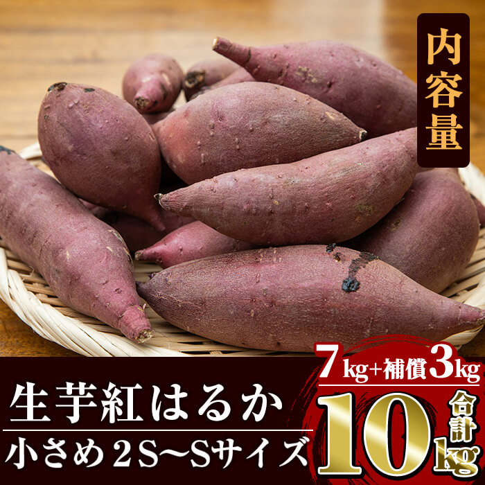 a732 《訳あり》畑の金貨・生芋紅はるか7kgと補償3kg 合計10kg(小さ目サイズ)【甘いも販売所】姶良市 芋 いも さつまいも 紅はるか べにはるか 熟成 規格外