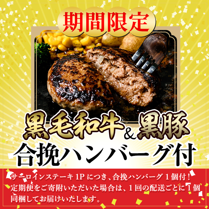 a853-B ＜期間限定！合挽ハンバーグ付＞≪A5等級≫鹿児島県産黒毛和牛サーロイン2枚入り(2P計720g) 【水迫畜産】姶良市 国産 牛肉 サーロインステーキ ステーキ ステーキ肉 和牛