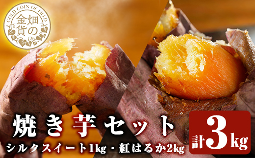 a0001-BS3 畑の金貨・冷凍焼き芋セット(紅はるか2kg・シルクスイート1kg)計3kg【甘いも販売所】