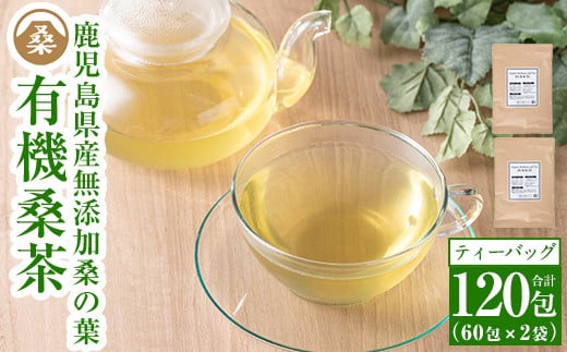 a793 国産！わくわく園有機桑茶・計120包(2g×60包・2袋)【わくわく園】 姶良市 桑の葉 有機 桑茶 桑 桑の葉茶 お茶 ティーバッグ ティーパック ノンカフェイン くわ 茶 九州産