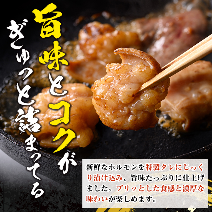 s655 タレ漬け MIXホルモン(約320g) 牛肉 ホルモン ホルモンミックス 味付け たれ漬け モツ おかず おつまみ 簡単 冷凍 【福永畜産】