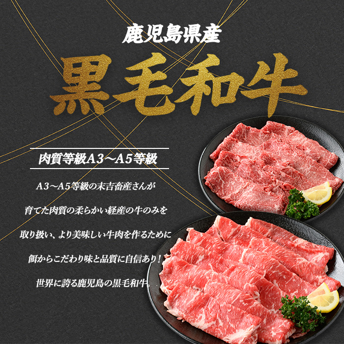 鹿児島県産黒毛和牛 霜降りスライス300g × 赤身スライス300g (計600g) 鹿児島県産 国産 九州 長島町 鹿児島県産肉 モモ モモ肉 ローストビーフ 牛肉 牛 和牛【コネクトライン】_konekuto-7182
