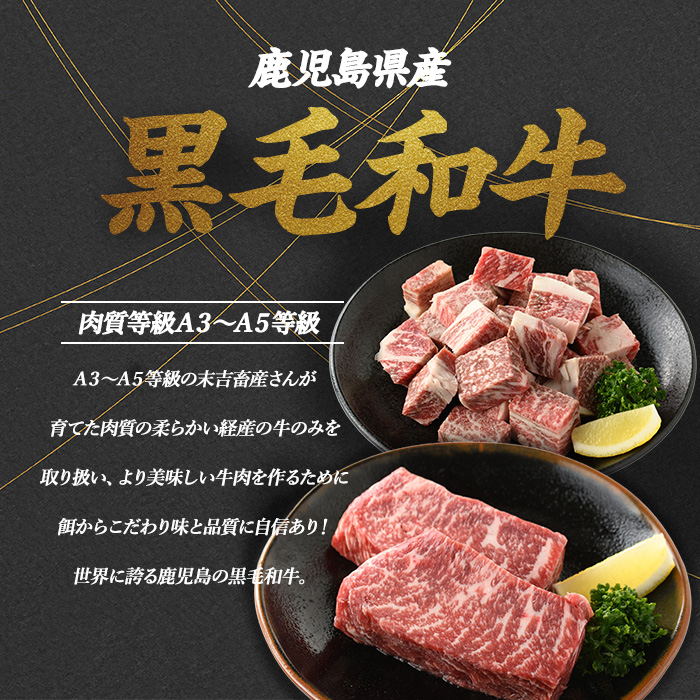 鹿児島県産黒毛和牛 イチボステーキ・サイコロステーキセット(計600g) 国産 九州 長島町 鹿児島牛肉 いちぼ BBQ 焼肉 ステーキ パーティ【コネクトライン】_konekuto-7184