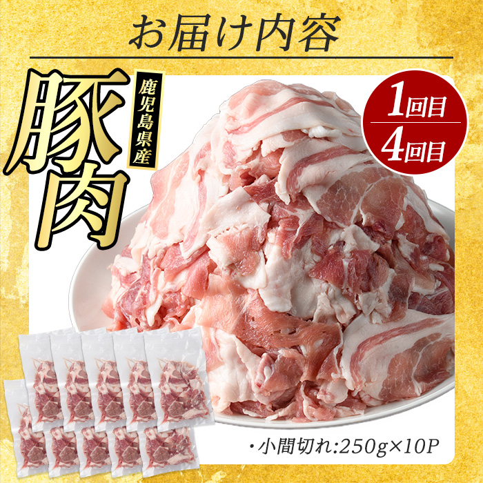 ＜定期便・毎月発送全4回＞鹿児島県産 豚小間 モモ肉 ムネ肉 ふるさと納税 豚肉 鶏肉 若鶏 ふるさと 人気 ランキング【まつぼっくり】_matu-1512