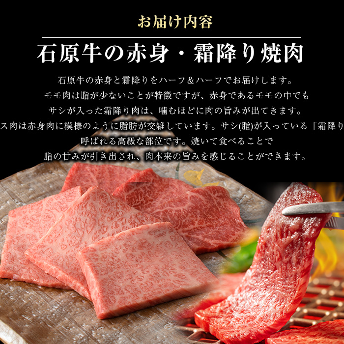 石原牛の赤身・霜降り焼肉セット(300g) 石原牛 焼肉用 霜降 ハーフ 国産 牛 ウシ 牛肉 焼肉 BBQ バーベキュー ビーフ 冷凍【石原PRO】_ishihara-7091