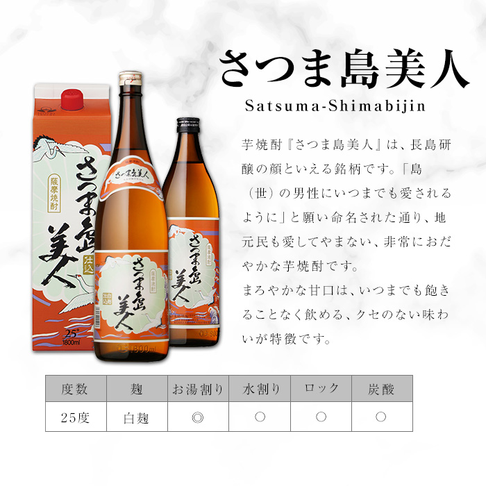 ＜定期便・全12回＞本格焼酎「さつま島美人」紙パック(1800ml×2本)【長島町】_nagashima-1154-12