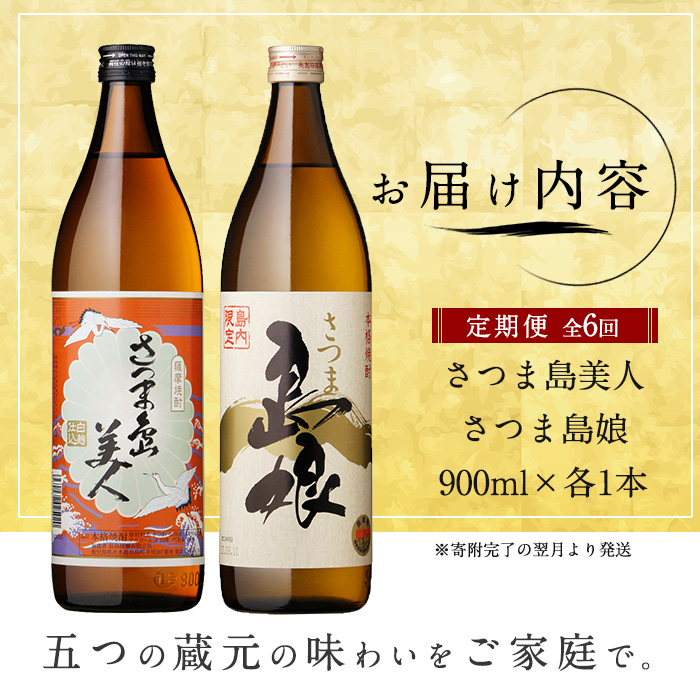 本格焼酎　さつま島美人・島娘セット（900mlの2本入り）定期便　全6回_nagashima-1271
