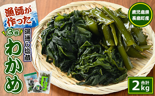 漁師が作った湯通し塩蔵わかめセット(計2kg)【菊栄丸水産】_kiku-7167