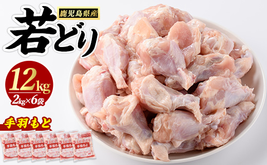 若どり手羽元(計12kg・2kg×6袋)  鶏肉 小分け 冷凍 手羽元 【まつぼっくり】_matu-7220