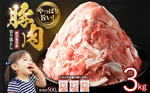 鹿児島県産 豚肉 切り落とし(計3kg・500g×6P) 訳あり 小間切れ【スターゼン】_starzen-7297
