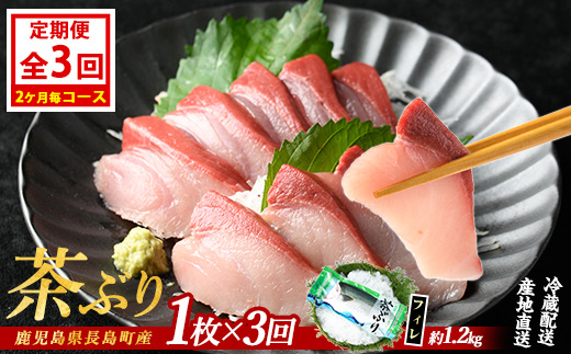 茶ぶりフィレ定期便 2ヶ月毎 (全3回)  国産 鹿児島県産 ブリ 茶ぶり 鰤 海鮮 海産物 フィレ 魚介 魚 刺身 海鮮丼 産地直送 定期【ウスイ】_usui-1383B7