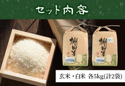 y057-R7C 白米＆玄米 計10kgセット(白米5kg＋玄米5kg) 日本棚田百選に選定されている「鹿児島県湧水町幸田棚田鉄山地区」のお米【福永商店】