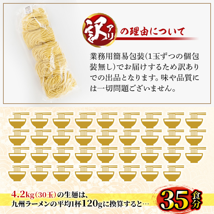 y458 ＜訳あり＞中華麺(ラーメン)個包装なし・卵不使用！業務用ラーメン玉(計4.2kg・140g×30玉) 鹿児島 めん 麺類 生麺 食品 わけあり 訳アリ 簡易包装 ラーメン らーめん 中華そば 冷やし中華 焼きそば やきそば ヤキソバ 鍋 シメ 〆 卵不使用 【霧島製萌】