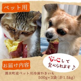 y136  湧水町産さつまいも！紅はるかを使用したペット用冷凍やきいも(500g×3袋・計1.5kg) 国産 九州産 サツマイモ さつま芋 紅春香 芋 焼き芋 やきいも 野菜 スイーツ 冷凍 ペット用 えさ エサ【永野工務店】