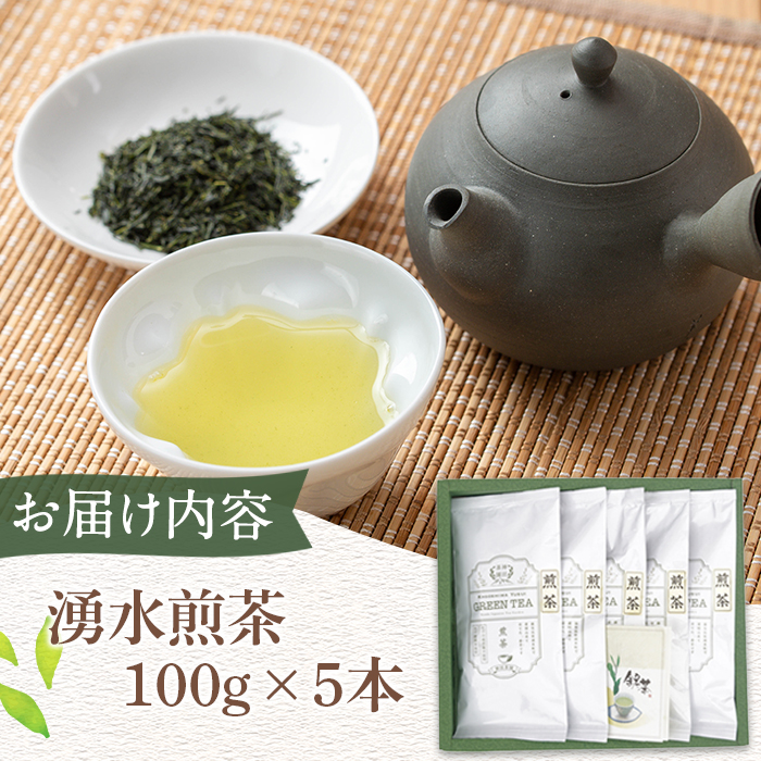 y312 《数量限定》鹿児島県湧水町産！栽培期間中農薬・化学肥料不使用！湧水煎茶(100g×5本) 国産 九州産 鹿児島県産 茶葉 お茶 茶 日本茶 緑茶 煎茶 一番茶 湧水茶 浅蒸し茶 ギフト 贈答 プレゼント 贈り物 令和7年産 【神田茶園】