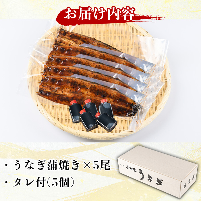 y488 国産！うなぎ蒲焼き(5尾・タレ付き) 国産 九州産 鹿児島県 宮崎県 鰻 ウナギ unagi うな重 うな丼 ひつまぶし うなじゅう 蒲焼 かばやき 無頭 魚 魚介類 土用 丑の日 タレ タレ付 おかず 惣菜 冷蔵 特産品 お土産 ギフト プレゼント ご贈答 真空パック 湯煎 レンジ 簡単調理 【尾方屋】
