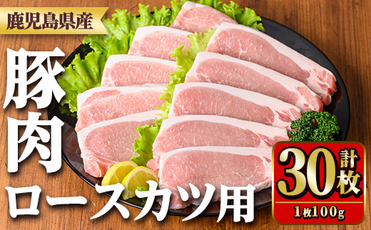 y532 鹿児島県産豚肉ロースとんかつ用(100g×30枚) 国産 九州産 豚肉 ぶた肉 お肉 ロース とんかつ ポークステーキ 冷凍 【TRINITY】